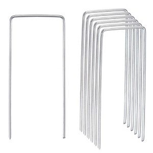 Unique Bargains Camping Garden Galvanized Iron Tent Stakes Silver Tone 50 Pcs - 1 of 4