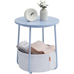 Small Round Side End Table, Modern Nightstand with Fabric Basket - 1 of 4