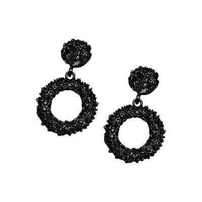 SOHI Women's Onyx Black Corroded Drop Earrings