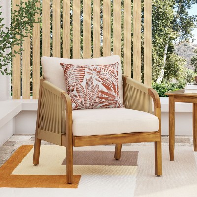 VYNXARIA Acacia Wood & Wicker Outdoor Club Chair - Stylish Comfort for Your Outdoor Oasis