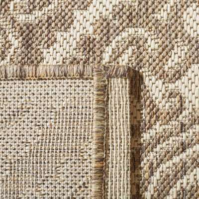 Cream Beige Square Synthetic Indoor/Outdoor Area Rug, 6'7" x 6'7"