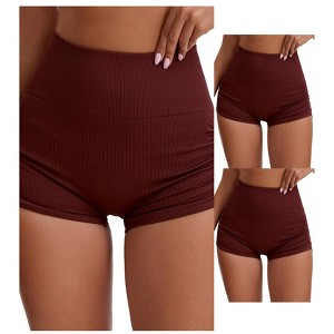 INSPIRE CHIC 3 Packs Women's High Waist Slimming Waist Butt Lifter Control Panties Workout Sport Running Short - 1 of 4
