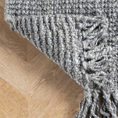 Handmade Braided Jute 4' x 6' Reversible Area Rug in Gray