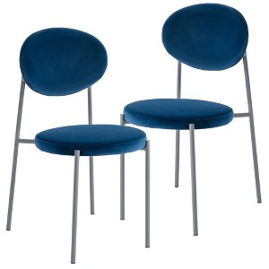 LeisureMod Euston Modern Velvet Dining Chair Set of 2 - Grey Steel Frame, Plush Comfort, Contemporary Design - 1 of 4