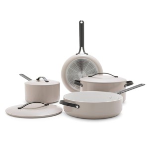 GreenPan Nova 7pc Ceramic Nonstick Aluminum Cookware Set Cloud Gray with Black Stainless Steel Handles - 1 of 4