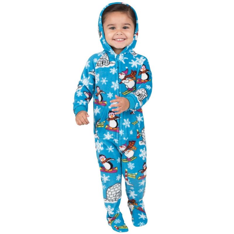 Footed Pajamas - Winter Wonderland Infant Hoodie Fleece Onesie, 2 of 4