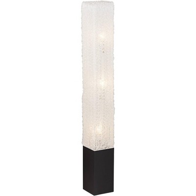 360 Lighting Modern Floor Lamp Noir Black Column Textured Clear Acrylic Rectangular for Living Room Bedroom Office