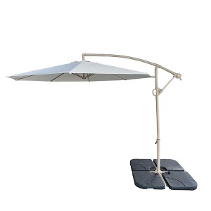 Gulches Offset Hanging Cantilever Patio Umbrella - Banana-Shaped, Easy Tilt, Crank, 8-Rib Frame, Beige, 10ft (No Plastic Base) - 1 of 4