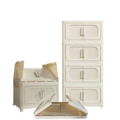 LunaLulinlk 4-Shelf Side-Wide Folding Locker with Magnetic Door and Wheeled Lockers