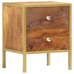 vidaXL Bedside Cabinet 15.7"x13.8"x19.7" Solid Mango Wood - 1 of 4