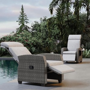 Patio Wicker Outdoor Recliner with Independently Adjustable Backrest & Footrest - 1 of 4
