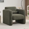 Modern Accent Chair Lambskin Fabric Upholstered Comfy Reading Arm Chair Soft Padded Armchair with Back and Pillow,Seaweed Green - 3 of 4