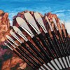 Creative Mark Pro Stroke Premium White Chungking Hog Bristle Artist Paint Brush - Short Handle Set of 12 with Easel Case - Natural Bristle Brush w/ - 3 of 4