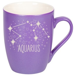 100 North Zodiac 10 Ounce Passion Purple Metallic Finish, Comfortably Fits Your Hands, New Bone China Coffee Tea Cup Mug, Aquarius - 1 of 1