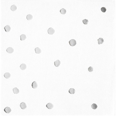 16ct Creative Converting White and Silver Foil Dot Cocktail Beverage Napkins