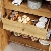 71in Tall Arched Pantry Cabinet, Farmhouse Kitchen Arched Bookcase Cupboard Storage Cabinets with a Hidden Drawer Adjustable Shelves, Natrual Oak - 4 of 4