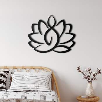 Sussexhome Lotus Flower Metal Wall Decor for Home and Outside - Wall-Mounted Geometric Wall Art Decor - 3D Effect Wall Decoration