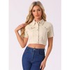 INSPIRE CHIC Women's Casual Short Sleeves Crop Denim Jacket - 4 of 4