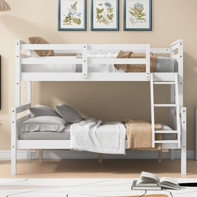 NicBex Twin Over Full Bunk Bed with Ladder,Loft Bed with Safety Guardrail for Bedroom,Convertible into 2 Beds,Gray/White