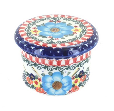 Blue Rose Polish Pottery A334 Andy French Butter Dish