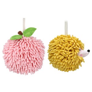 REGALWOVEN 2 Pcs Comfortable Soft Absorbent Chenille Ball Fuzzy Hand Towel for Home Decor - 1 of 4