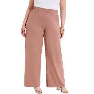 June + Vie by Roaman's Women's Plus Size Wide-Leg Pant - 1 of 2
