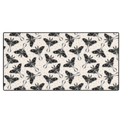 Avenie Luna Moth Cream And Black Desk Mat -Deny Designs