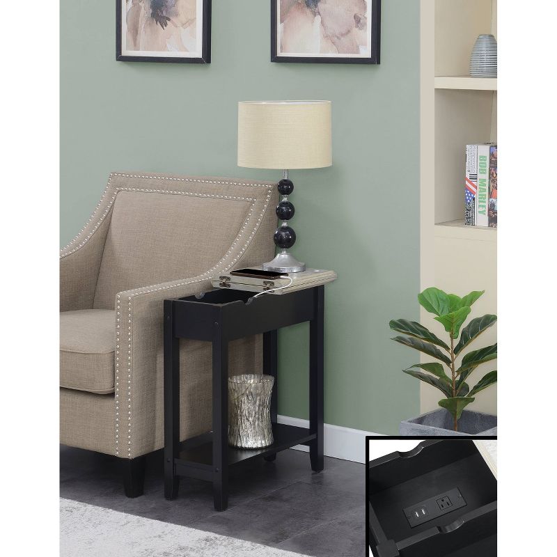 American Heritage Flip Top End Table with Charging Station and Shelf - Breighton Home, 2 of 7