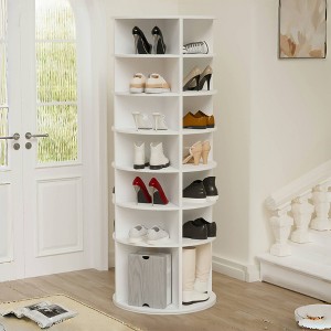 KTMBDW Rotating Shoe Rack Tower, 7-Tier Spinning Shoe Rack, Free Standing 360¡ã Revolving Shoe Organizer, Fits 28 Pairs of Shoes, White - 1 of 4