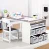 Kids' Art Table and Stool Set, Toddler Craft and Play Wood Activity Table With Storage Bins, Drawing Desk, Kids Activity Table and Study Table - 2 of 4
