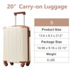 20-Inch White Brown Hardshell ABS Luggage with Double Spinner Wheels and TSA Lock Travel Carry-On Luggage - 4 of 4
