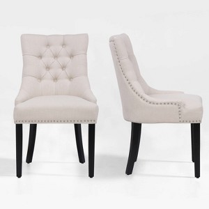 WestinTrends  Upholstered Wingback Button Tufted Dining Chair (Set of 2) - 1 of 4