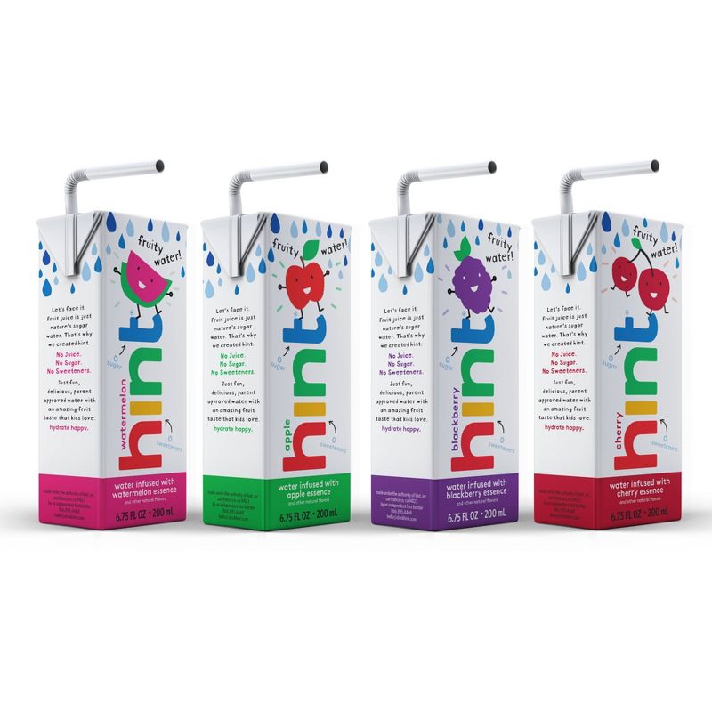 Hint Kids Enhanced Water Variety Pack (Watermelon, Blackberry, Apple, Cherry) - 32pk/6.75 fl oz Boxes, 4 of 6