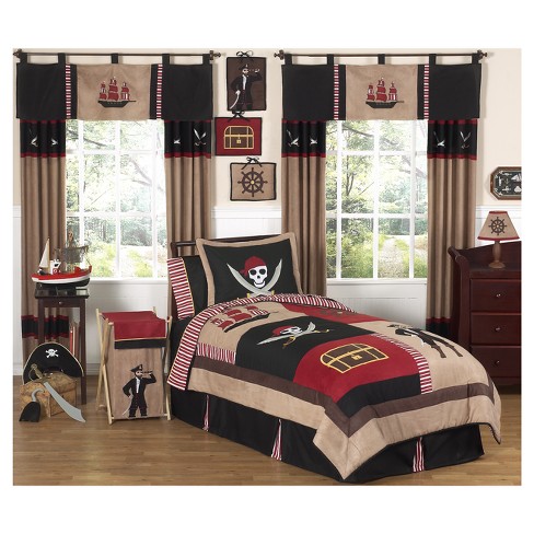 Brown Red Pirate Treasure Cove Comforter Set Full Queen
