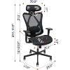 Mesh Office Chair,Ergonomic Office Chairs with Wheels,Adjustable Lumbar Support,Armrest,Headrest-Tilt High Back Desk Chair with Mute - 4 of 4