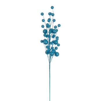 30 in. Turquoise Mini Flower Glitter Spray, 6 Piece per Bag