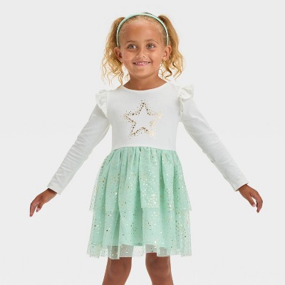 Toddler Girls Long Sleeve Star Tulle Dress Cat Jack Cream Target