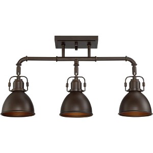 Pro Track Wesley 3-Head Ceiling Track Light Fixture Kit Spot Light Directional Brown Oil Rubbed Bronze Finish Metal Farmhouse Rustic Kitchen 25" Wide - 1 of 4