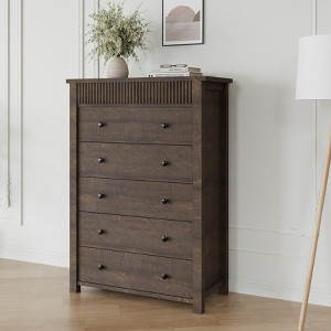 Drawer Dresser for Bedroom, Wooden Chest of Drawers, Fluted Storage Organizer for Living Room Hallway and Entryway - 1 of 4