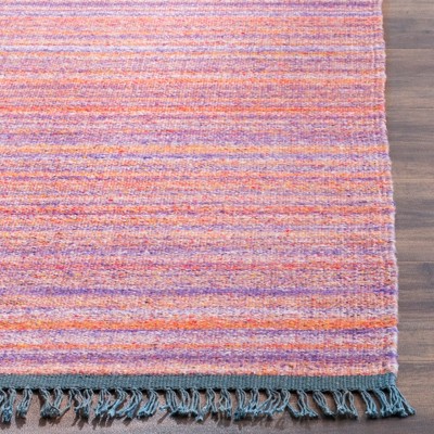 Handmade Purple and Rust Wool Flat Woven Area Rug, 5' x 8'