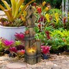 Outsunny Outdoor Fountain with Birdhouse, Cascading Garden Waterfall Bird Bath with 3-Tier Rustic Tree Trunk Log Design, Lights for Yard Decor, Brown - 3 of 4