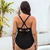 Women's Plus Size Twist Front Cutout Ruched Back Tie One Piece Swimsuit -Cupshe - 4 of 4