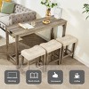 4 Piece Bar Table Set With Power Outlet, Bar Table Set With Chairs, Bar Table With Stools, Behind Couch Table With 3 Padded Stools-Cuddlewood - 3 of 4