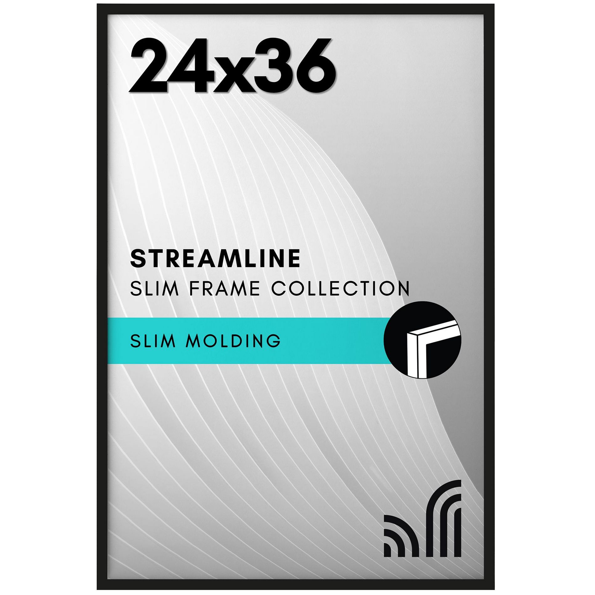 Americanflat 24x36 Poster Frame with Polished Plexiglass - Streamline Collection - Thin Border Picture Frame for Wall Display - Black