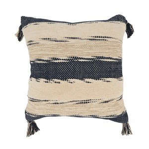 Saro Lifestyle Classic Striped Pillow Cover, 18"x18", Blue - 1 of 4