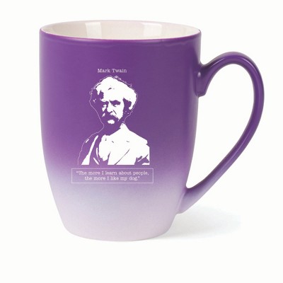 Elanze Designs The More I Learn About People The More I Like My Dog Two Toned Ombre Matte 10 ounce New Bone China Coffee Tea Cup Mug, Purple and White