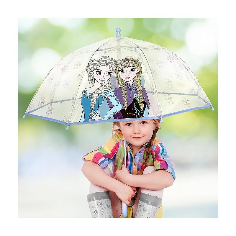 Frozen Anna and Elsa Girl's Clear Bubble Umbrella- Ages 3-10, 2 of 3