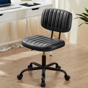 RISOKEYS Small Office Desk Chair with Wheels,360° Rolling Swivel Task Chair with Lumbar Support,Adjustable Height Without Arm for Small Space - 1 of 4