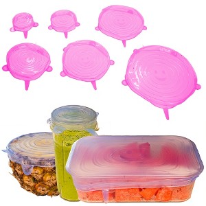 5 Star Super Deals Silicone Stretch Food Lids 6 Pack - Reusable Leak-Proof Containers Covers for Fresh Food Storage & Plastic Containers, Jars, bins - 1 of 4