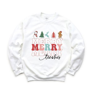Simply Sage Market Women's Graphic Sweatshirt Merry Stacked Teacher - 1 of 4